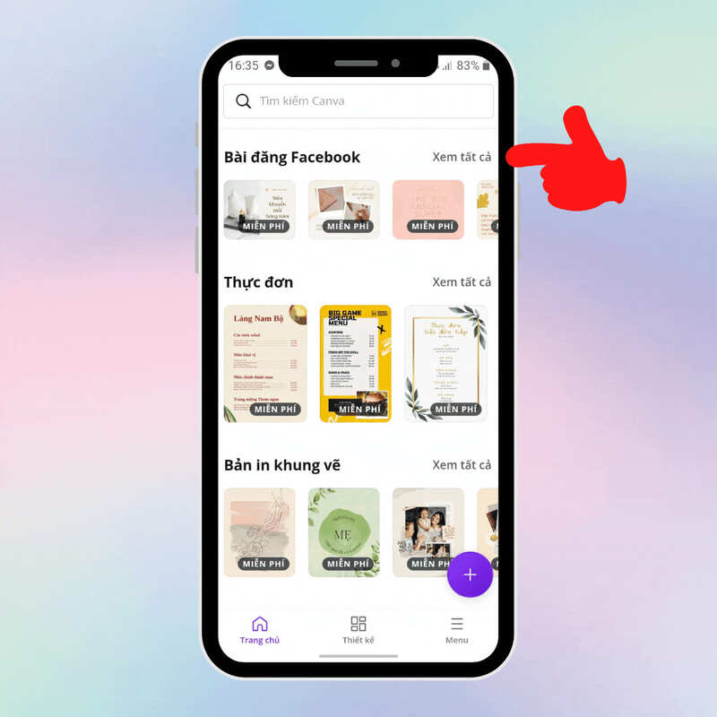Chọn mẫu thiết kế hoặc tạo thiết kế mới