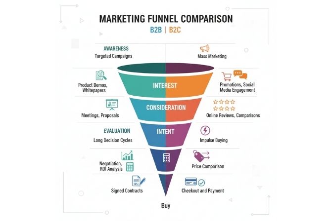 Marketing Funnel B2B vs B2C