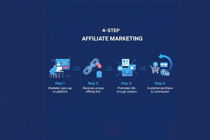 Quy trình vận hành 4 bước Affiliate Marketing