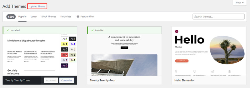 Tải lên theme WordPress mới