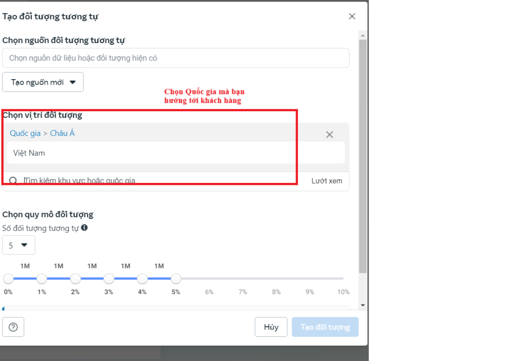 Chọn khu vực địa lý