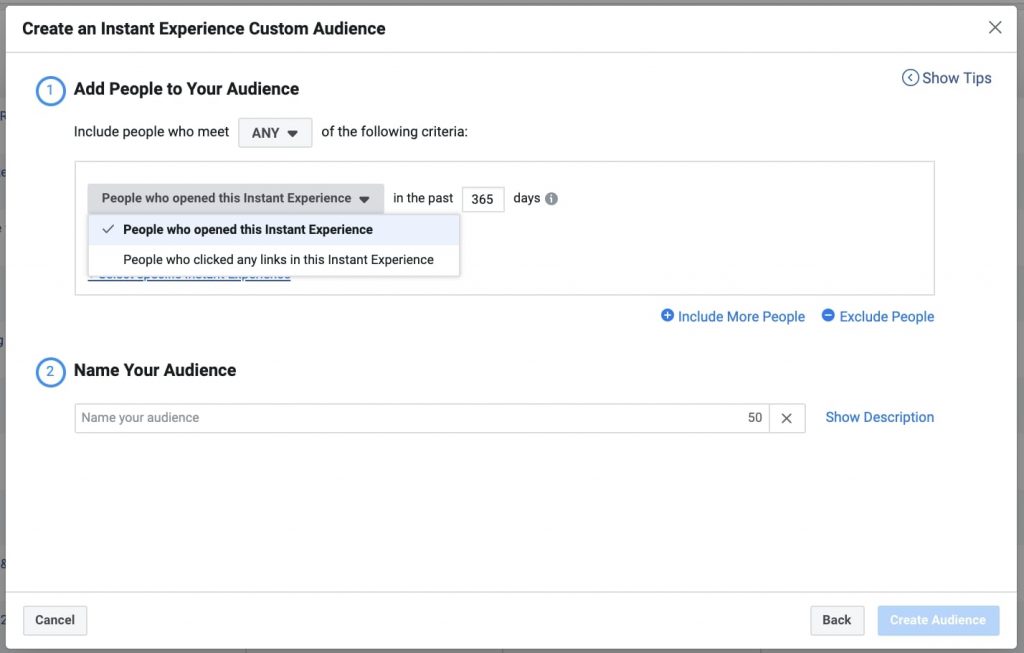 Nguồn đối tượng từ công cụ Instant Experience