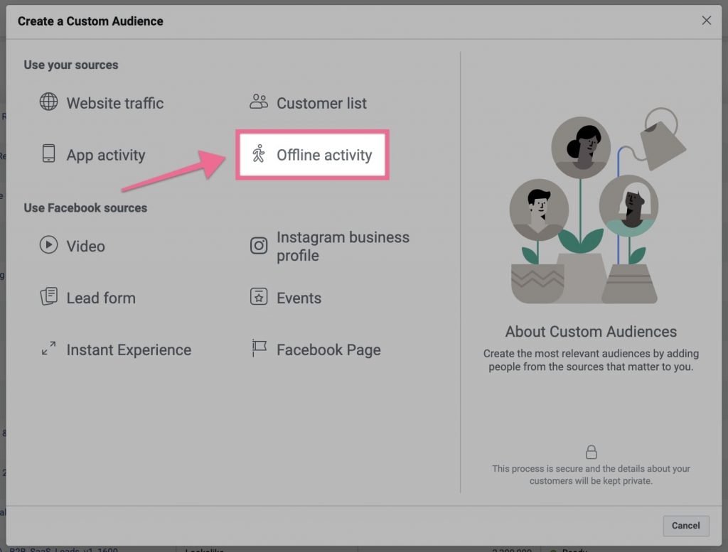 Tạo Custom Audience hoạt động offline