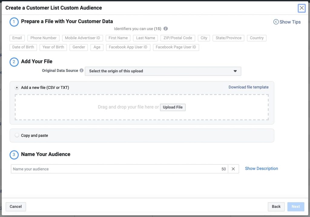 tải tệp ở định dạng CSV hoặc TXT